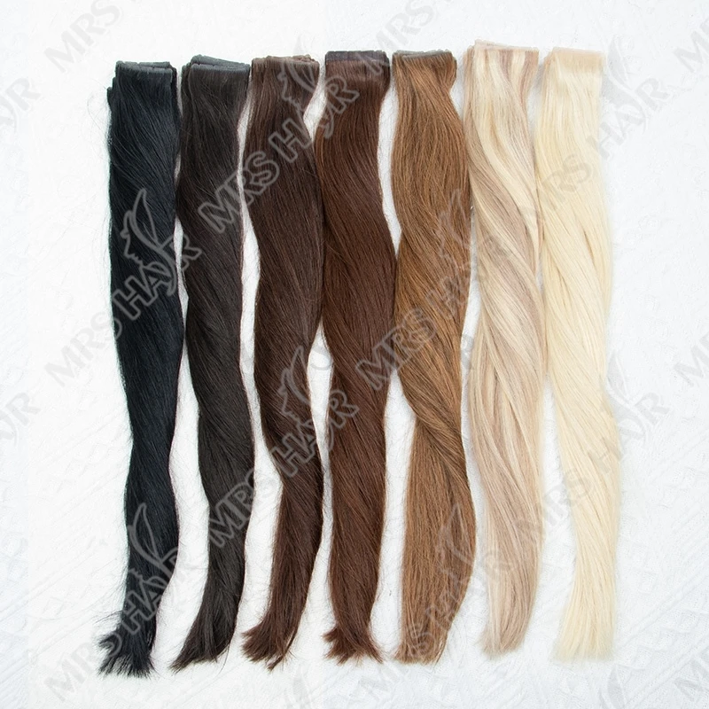 MRS HAIR Nastro per capelli in PU Nastro a doppia linguetta nelle estensioni dei capelli umani con fori Nessuna colla adesiva Micro perline all'interno Marrone 40 grammi 10 pezzi