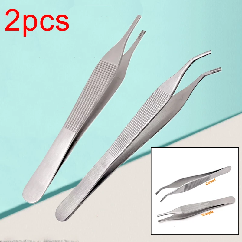 

2 шт. офтальмологические щипцы 12 см из нержавеющей стали, пинцет для жирных тканей с прорезями для зубов, хирургический инструмент для захвата хряща