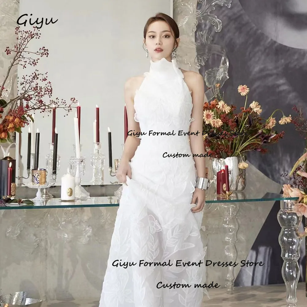 

Giyu Elegant Lace Followers Korea Wedding Dress Photo Shoot High Neck Floor-Length Vestidos Novias Boda Bridal Gown 웨딩드레스