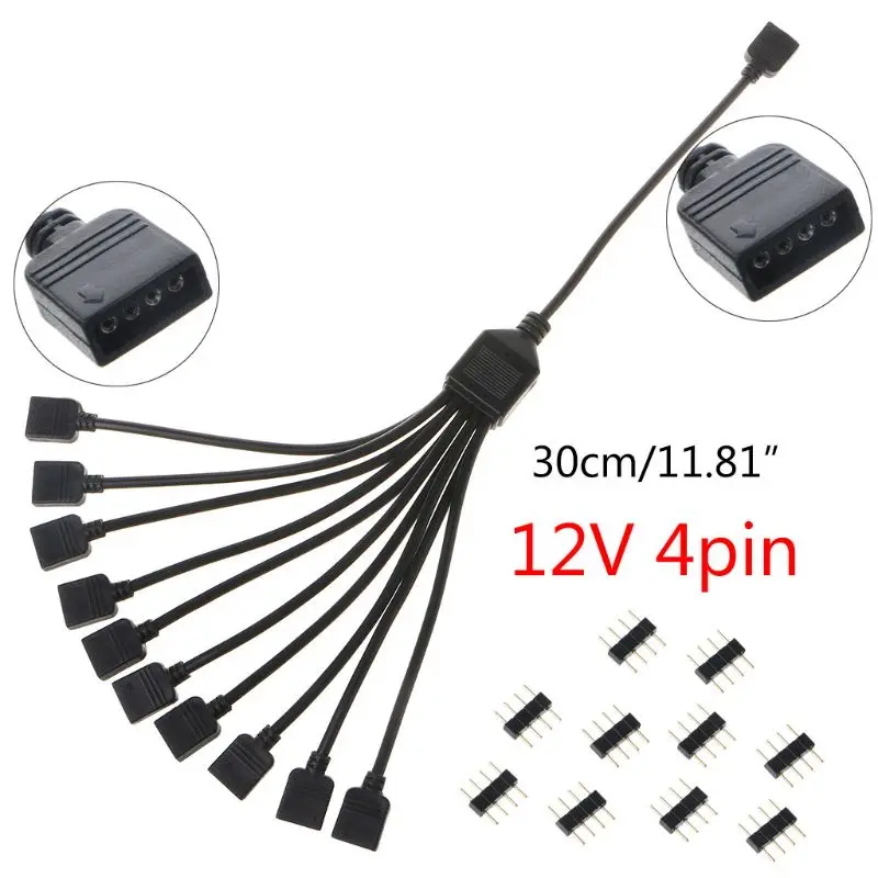extensão J6PA RGB 12V 4Pin Radiadores RGB Ventiladores Conector Hub