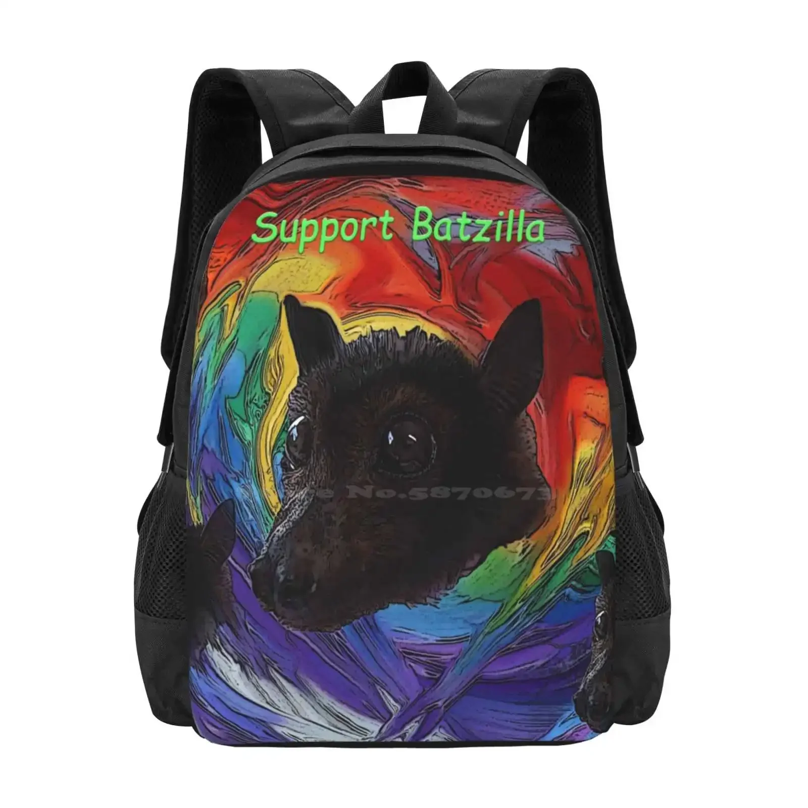 

Batzilla - Rainbow Bats Support Batzilla Hot Sale Schoolbag Backpack Fashion Bags Rainbow Color Bats Batzilla Charity