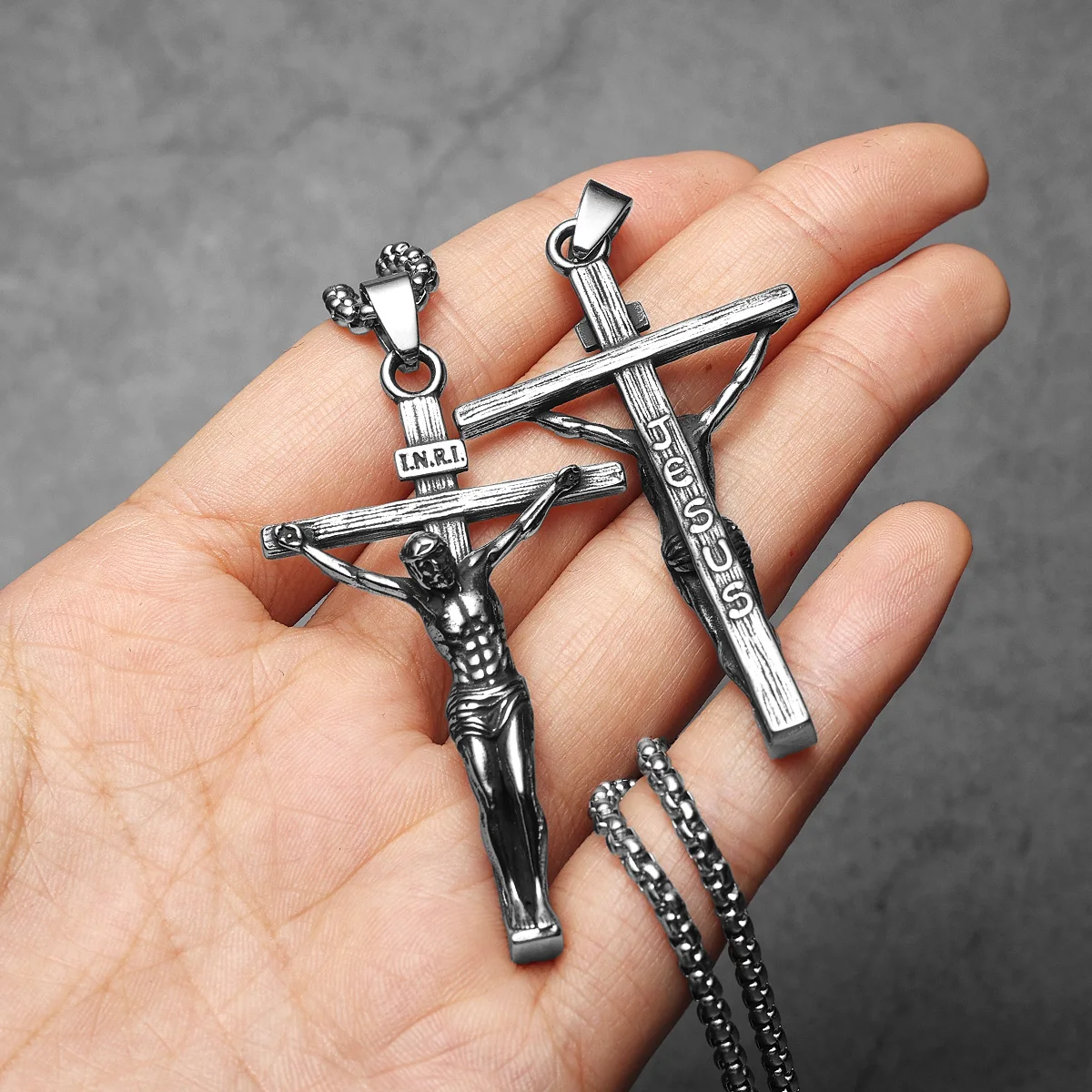 3DJesus Cross Amulets Stainless Steel Men Necklaces Pendant Chain Punk For Women Fashion Jewelry Gifts Wholesale Dropshiping