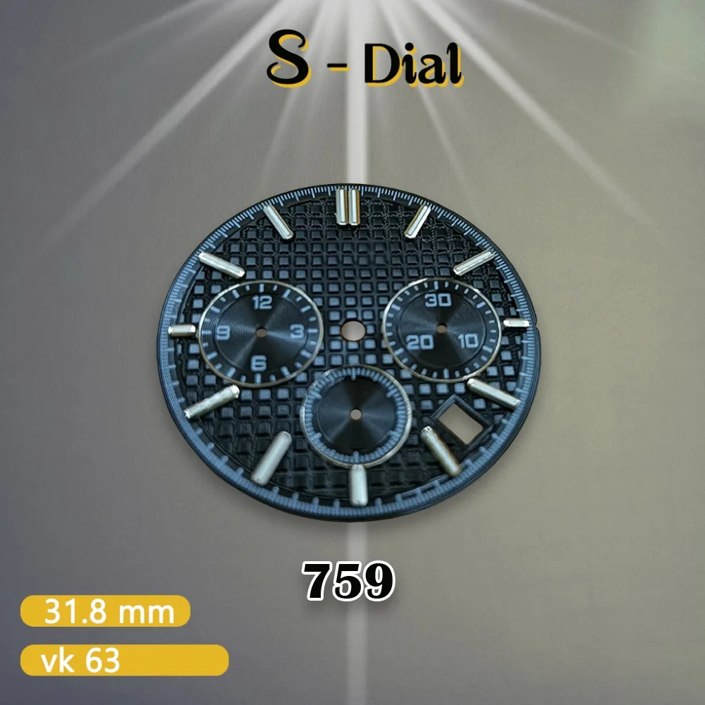 31.8mm S Logo VK63 Gradient Dial Movement Green Luminous Quality Delicate AP Watch Modification Accessories Repair tools