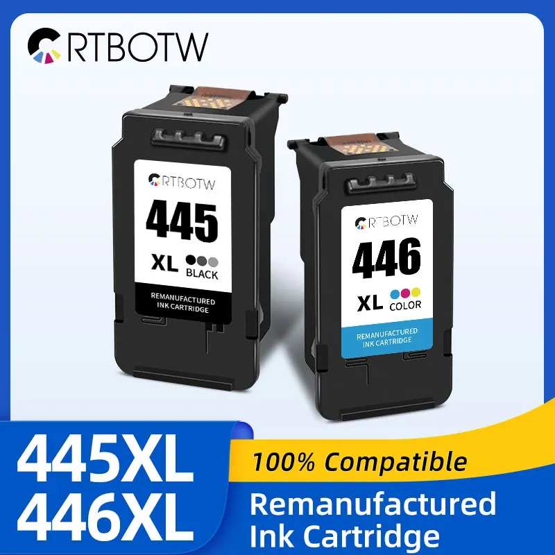 

CRTBOTW PG445 446 XL Ink Cartridge PG 445XL Compatible For Canon Pixma MX494 MG2440 MG2540 IP2840 MG2545 TS3140 TR4540 Printer