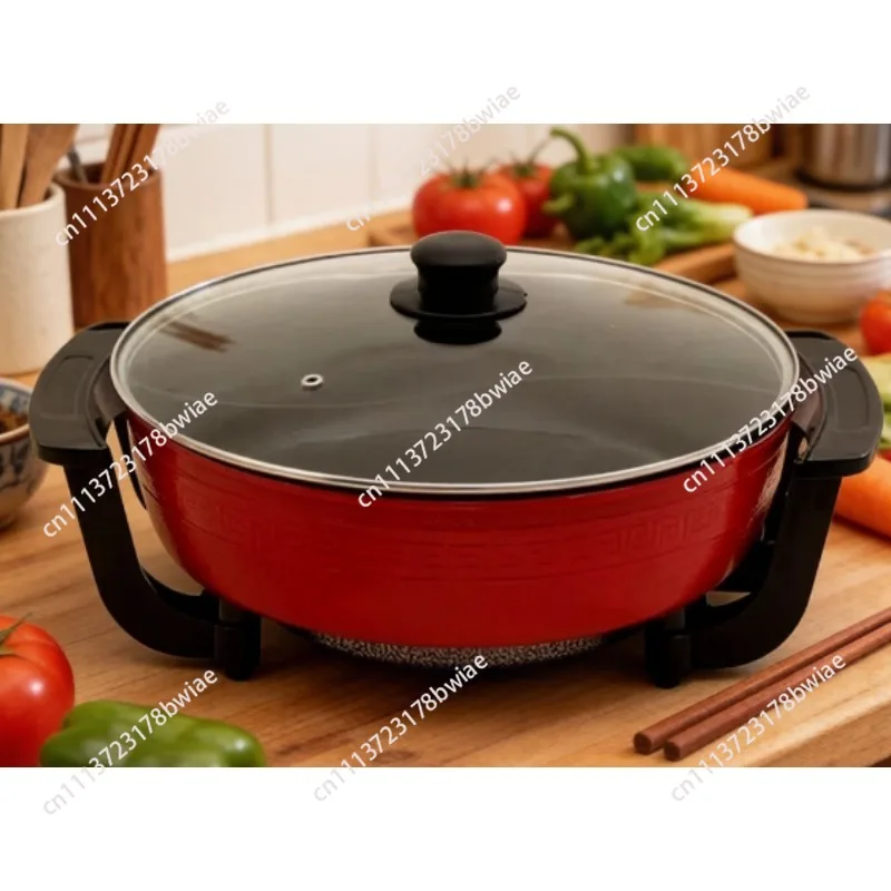 Olla eléctrica antiadherente sin humo de 6L con olla doble dividida para sopa, olla doble para shabu-shabu para cocina doméstica, para varias personas