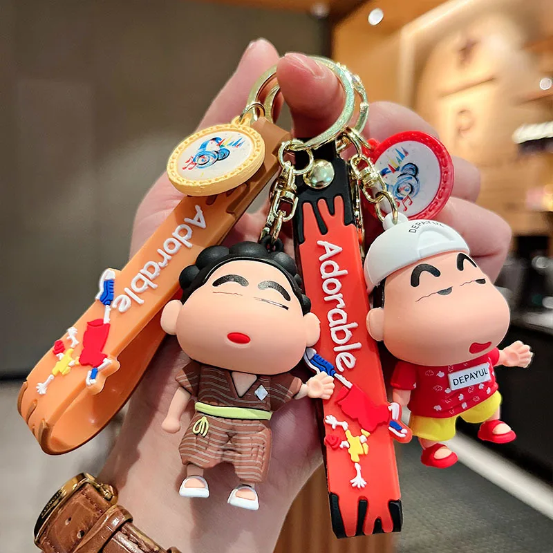 Kawaii Crayon Shin chan Ice Cream Keychain Cartoon Doll Car Key Pendant Couple Backpack Pendant Toy Gift