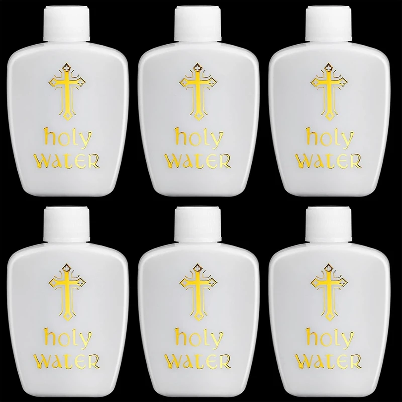 AD23-20 قطعة زجاجات مياه مقدسة بلاستيكية 2 أونصة حاوية مياه مقدسة حاويات فارغة للهالوين الكاثوليكي المسيحي 60 مللي