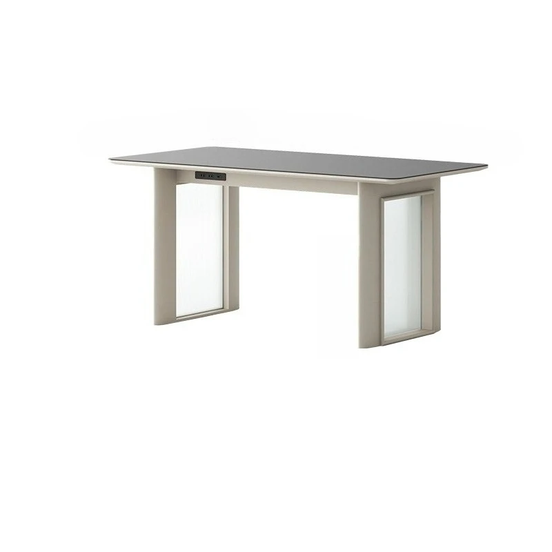 

Italian light luxury, minimalist rectangular Eno rock slab dining table, household rock slab dining table
