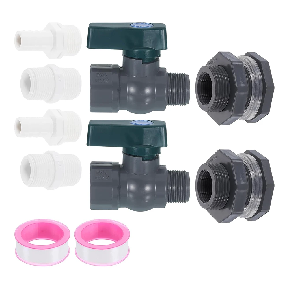 

For Irrigation System Tank Diverter Kit Plastic Rain Tank Valve As Shown Ball Valve With Gasket Bulkhead Fitting