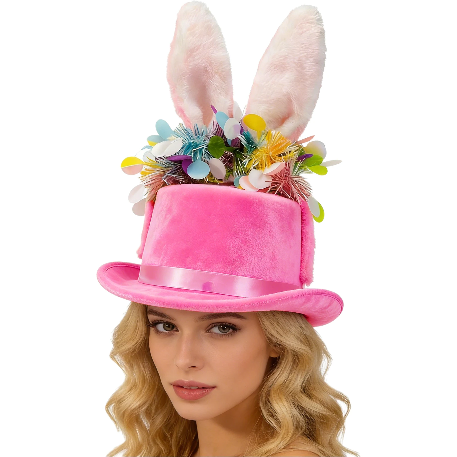 1Pcs Adults Cosplay Hat Easter Rabbit Ears Hat Bunny Ear Top Hat for Women Men Halloween Costume view 4