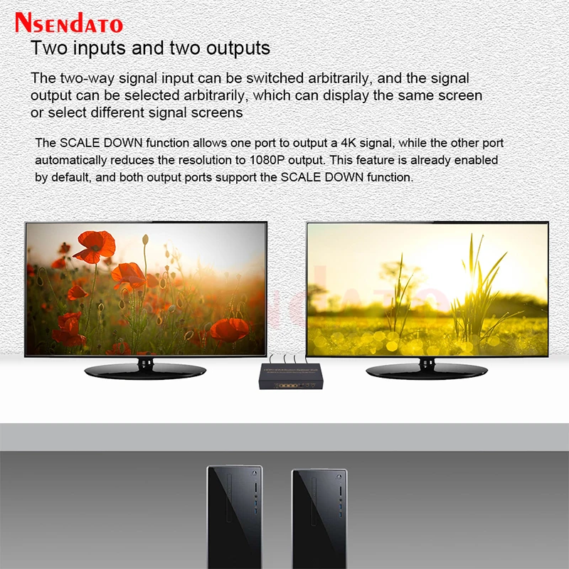 محول HDMI Splitter مع صوت EDID ، قشارة لأسفل للتلفزيون ، شاشة دولبي ، PS4 ، XBOX ، HDR ، 2x2 ، 4K x 2K ، 60Hz