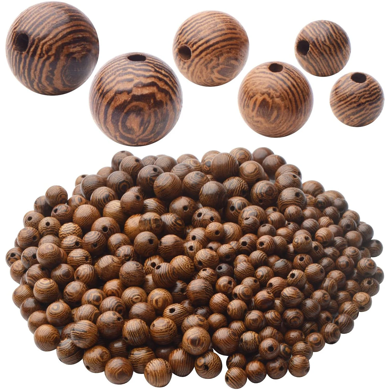 

400pcs Dark Brown Natural Wooden Beads Round Craft Wood Spacer Loose Bead Bulk for DIY Handmade Necklace Bracelet Jewelry Making