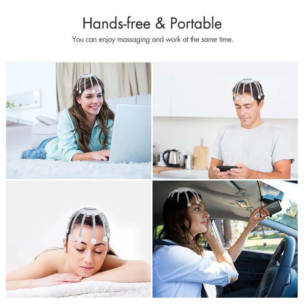 الكهربائية فروة الرأس رئيس مدلك 4 طرق الاهتزاز حر اليدين السيارات قبالة وظيفة فروة الرأس الاسترخاء الإجهاد الإغاثة و تحفيز الشعر