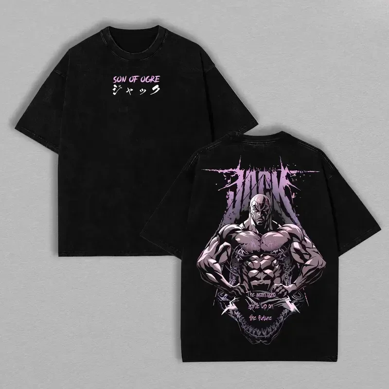 Baki Hanma Jack Print Anime Cotton T-shirt