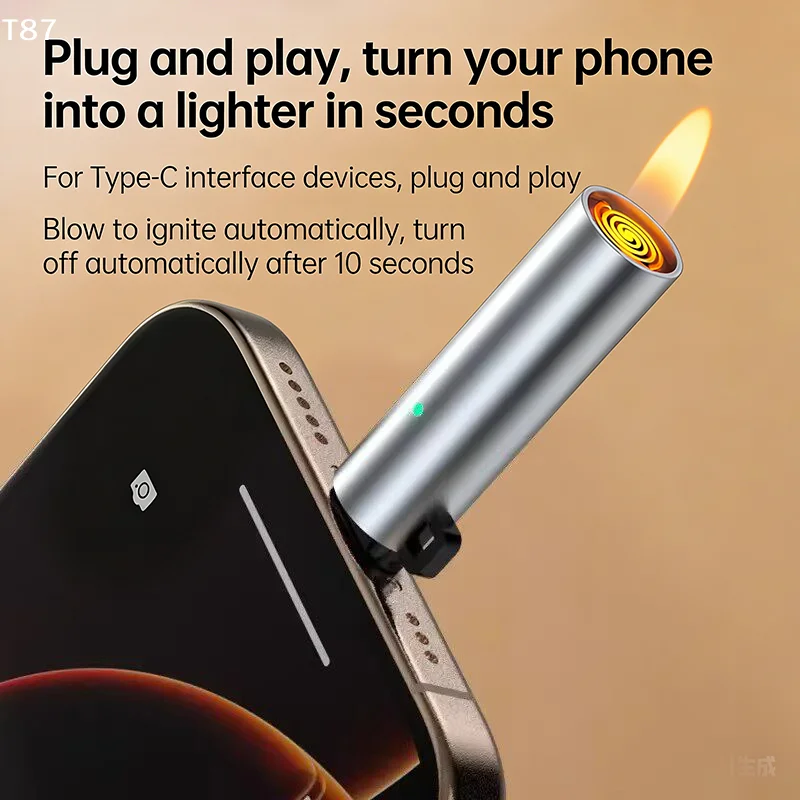 For Air Travel Outdoor No Flame Portable Safety Lighter Adapter Type C Mini Lighter Blow-to-Ignite Auto Shut-OffT Ing Q Store