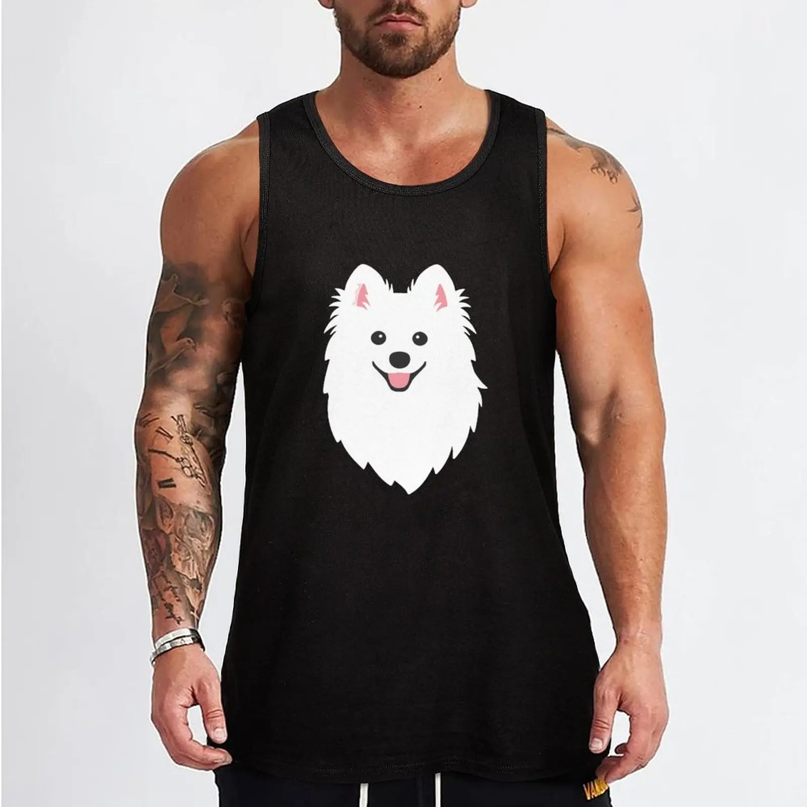 Happy Japanese Spitz Dog - Aqua Tank Top plain t-shirt cute tops sleeveless vests