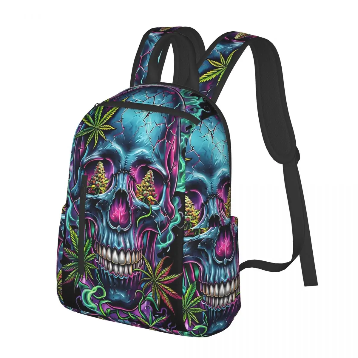 

Green Leaves Skull Student Backpack School Bag Hiking Travel Daypack for Men Women Bookbag Shoulder Bags