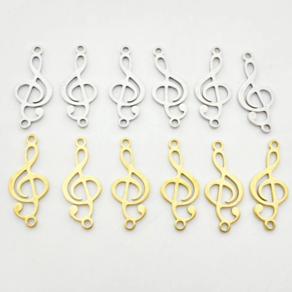 

10Pieces Per Lot Golden Stainless Steel Classical Musicnote Charm Fit Necklace Earring Diy Make Connectors