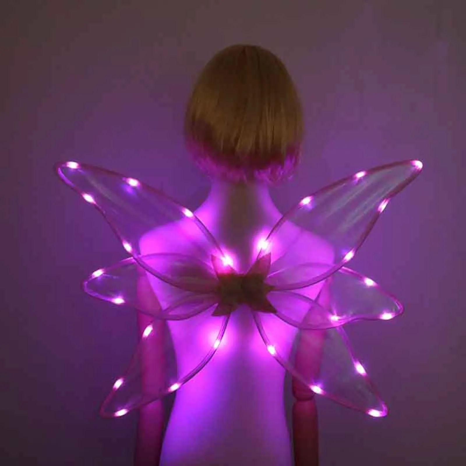 LED Fairy Party Wings for Kids Girls Elf Wings Light Up Butterfly Angel Wings Halloween Cosplay Costume Dress Up Accessory