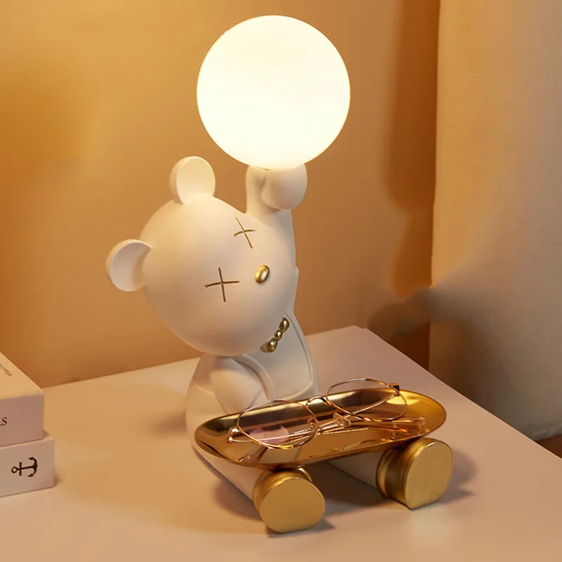 

Modern Nordic Creative Cute Bear Table Lamp Children'S Room Bedroom Bedside Lamp Art Decorative Living Room Eye Protection Lamp