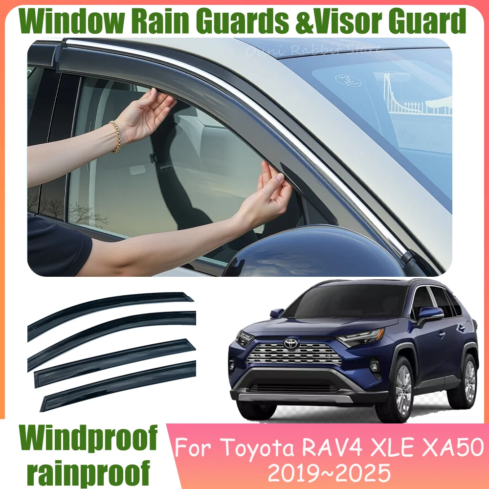 

For Toyota RAV4 XLE XA50 2019~2025 2020 2021 Window Visor Shelters Shades Sun Rain Deflector Guard Cover Waterproof Accessories