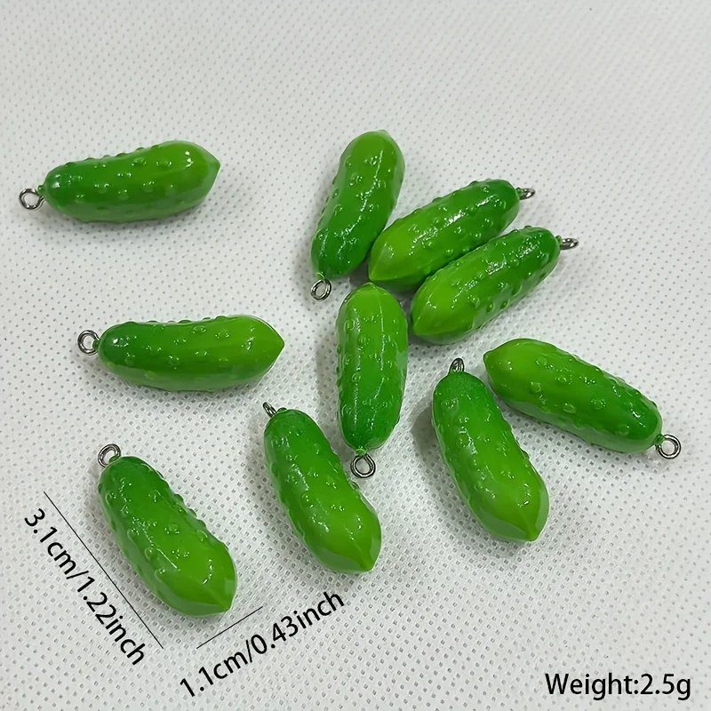 8Pcs Simulation Mini Cucumber Vegetable Resin Charms DIY Earrings Keychain Handmade Jewelry Making Accessories
