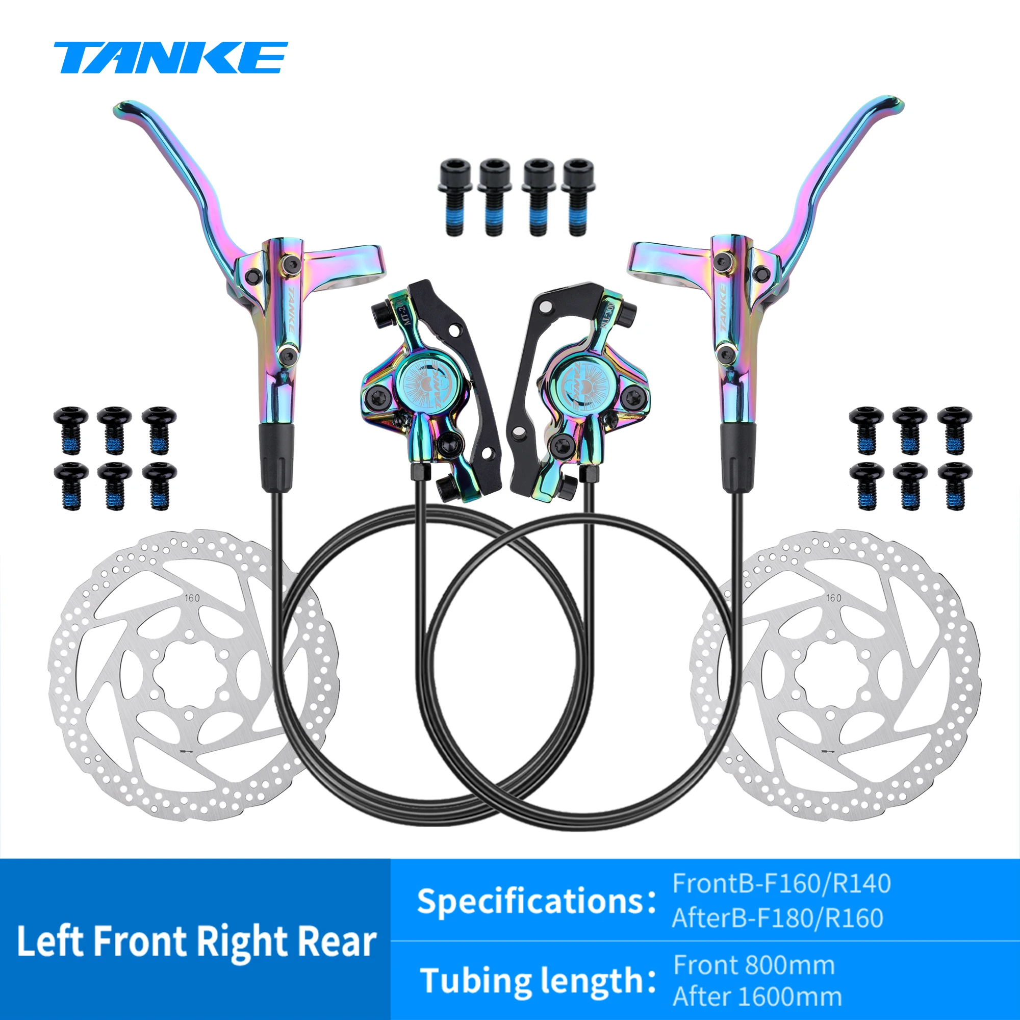 TANKE MT200 Fiets Hydraulische Schijfrem MTB Rem BL BR 800/1600mm Fietsrem 2 Zuiger 3 Vinger Stalen hendel Fietsonderdelen Upgrade
