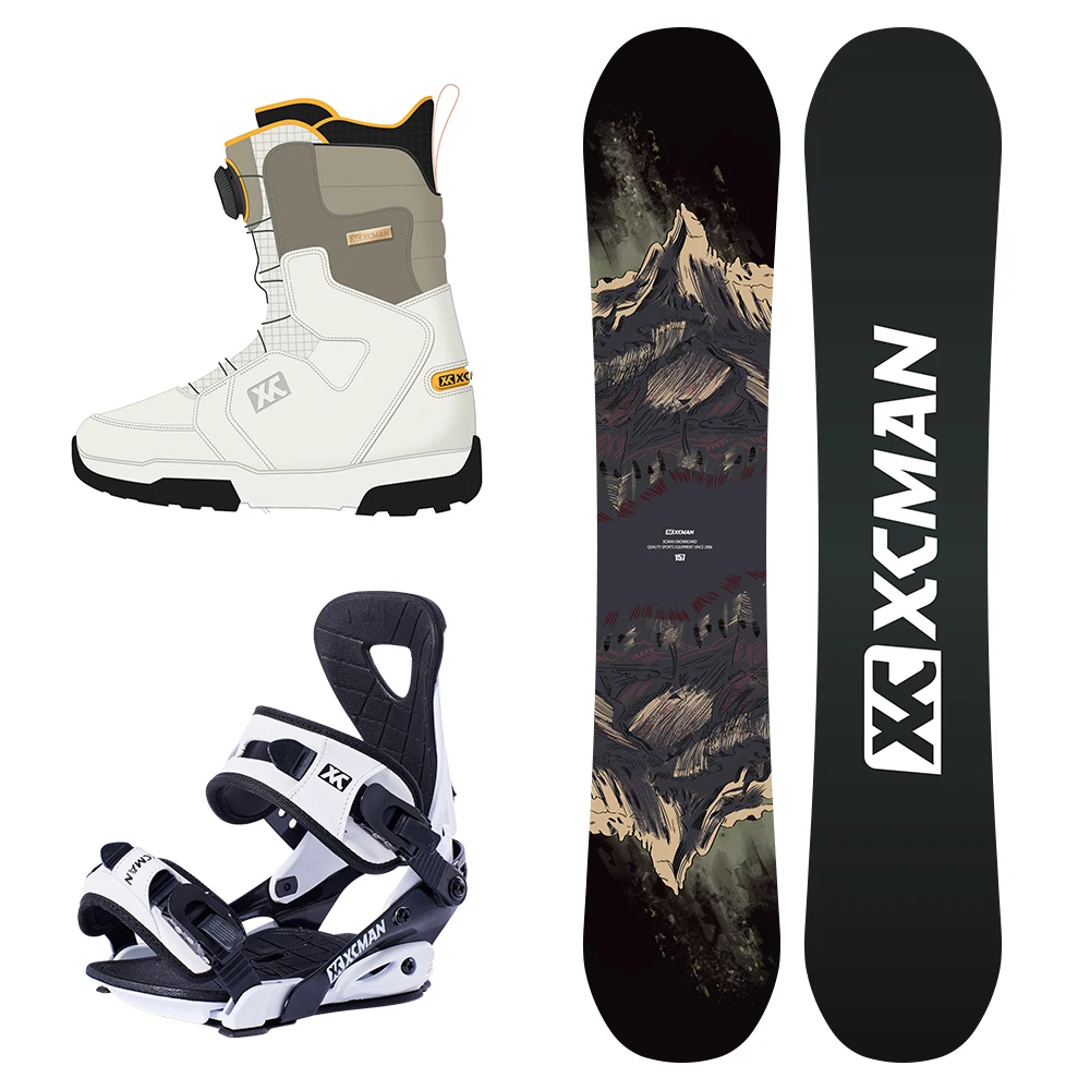 Full Set Snowboard with Bindings and Snow Boots for All Mountain Snowboard Skiing
