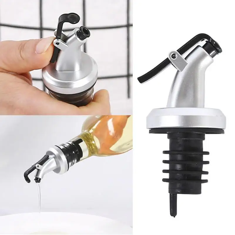 Oil Pourer Spout Classic One Handed Open Oil Spout with Dust Caps Oil Bottle Stopper for Kitchen and Bar Oil Bottle Dispenser