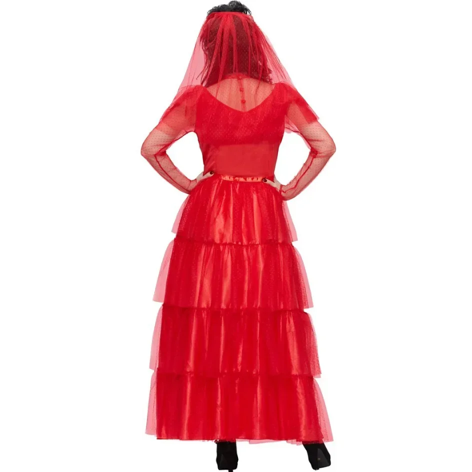 M-XL Halloween Red Zombie Bride Dress Cosplay Fancy Masquerade Costume