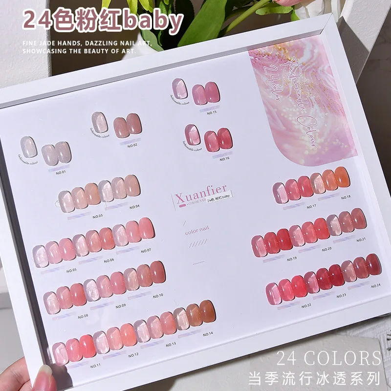 

XUANFEIER 2025 Hot Sale 24 Colors Multicolor Nail Art Gel Set Long-Lasting Hema- free Tpo-free Uv Gel for Nail Salon Wholesale