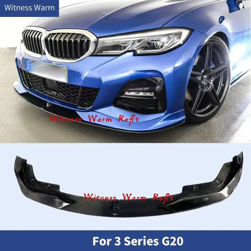 Séparateurs de lèvre de pare-chocs avant en Fiber de carbone, becquet de menton pour 2019 2020 série 3 G20 G21 m Sport Edition Kit de carrosserie de voiture