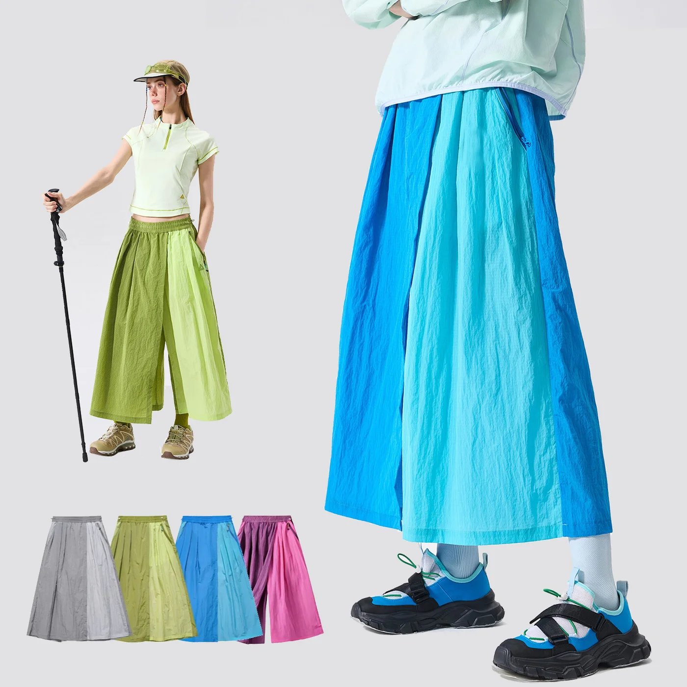 Women Y2K Wide Leg Cargo Pants Water Repellent Loose Skirt Pant Casual Streetwear Sport Trousers