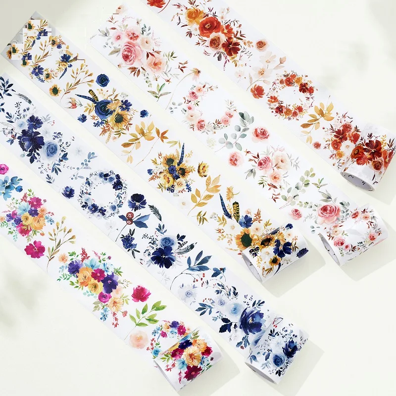 Original Flower Collection Special Oil Washi Tape Paper / PET White Ink Crystal Ink Versatile