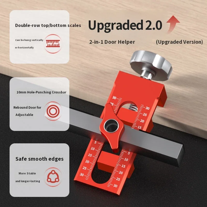 Cabinet Door Installation Jig Aluminum Alloy Drilling Guide for Wardrobe Doors, Wall Cabinet Positioning and Leveling