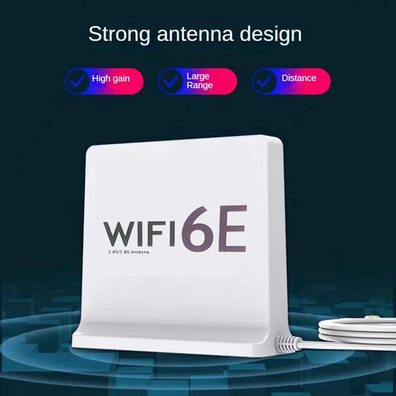 Portable 2.4G/5G/6G Wifi 6E Antenna With Cable Indoor Wireless Antenna With Magnetic Bottom For Network Card