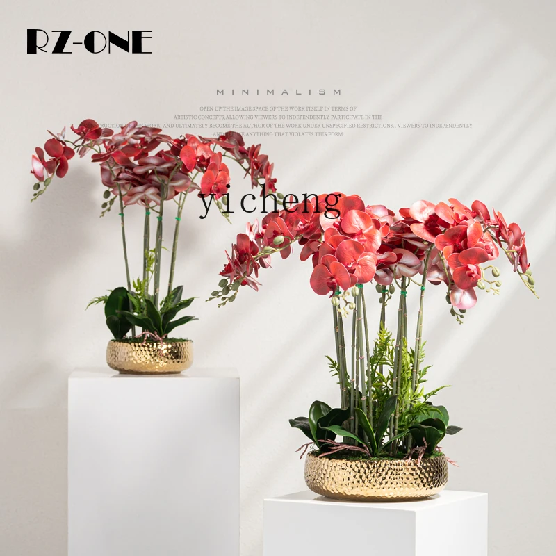 

FY Butterfly Orchid Floral Art Niche Living Room TV Cabinet Bonsai Decoration Desktop Ornament