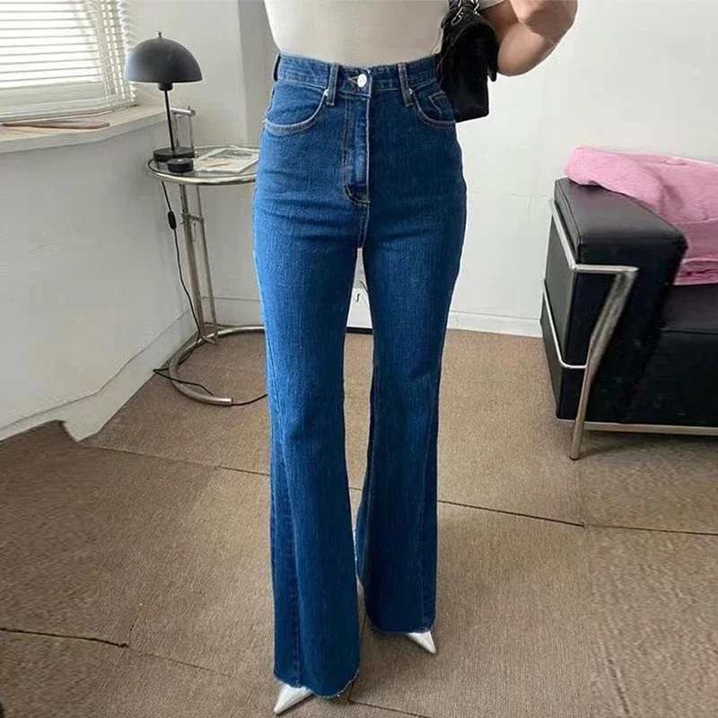 Chic Wide Leg Jeans Women  Summer High Waisted Soft Denim Lady Y2k Pants Lady Light Blue Elegant Jean Mom Pantalones