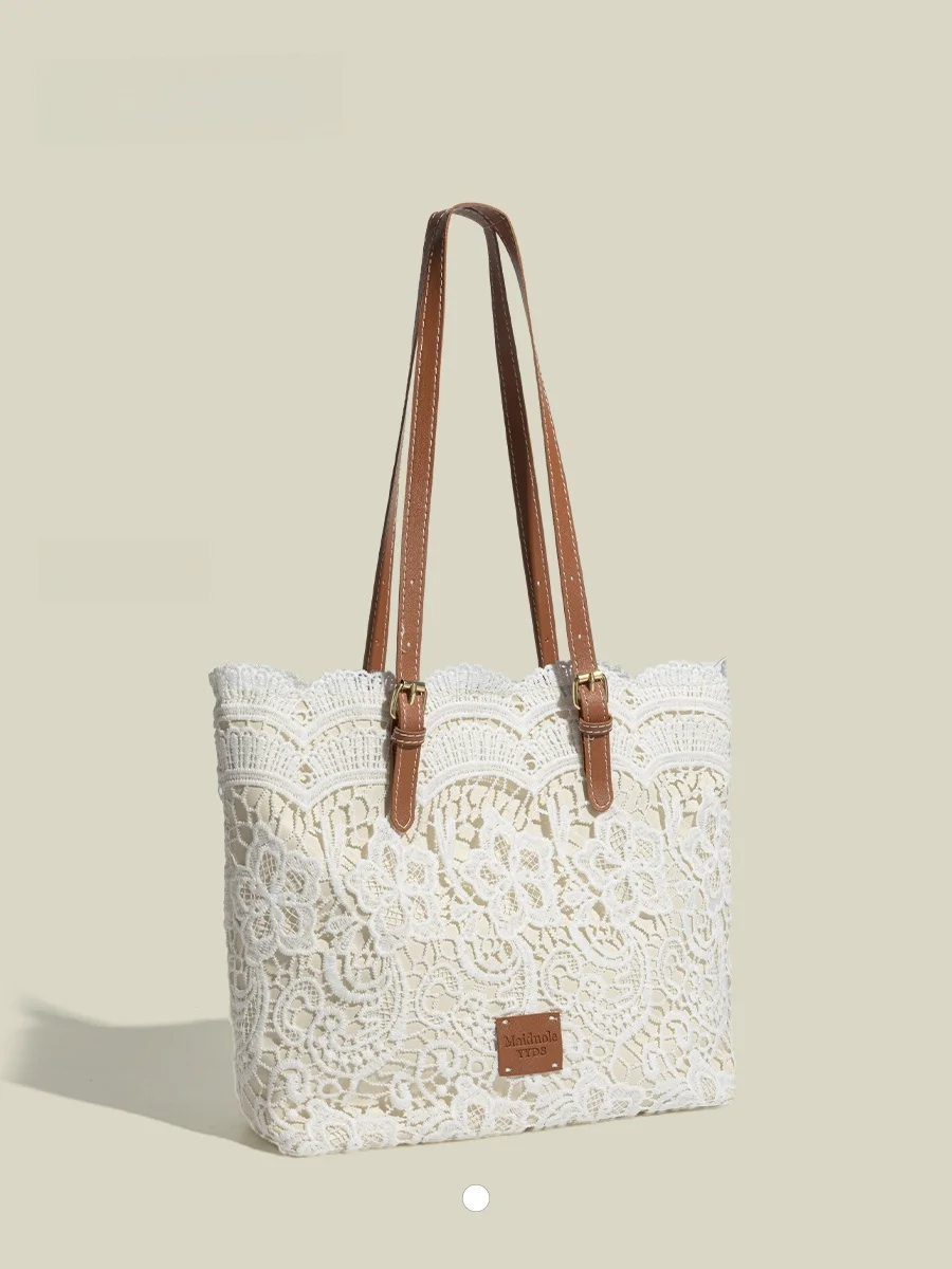 

Fairy Style Lace Tote Bag Women's Large Capacity Single Shoulder Bag Spring Summer New High Sensation Durable Polyester Material