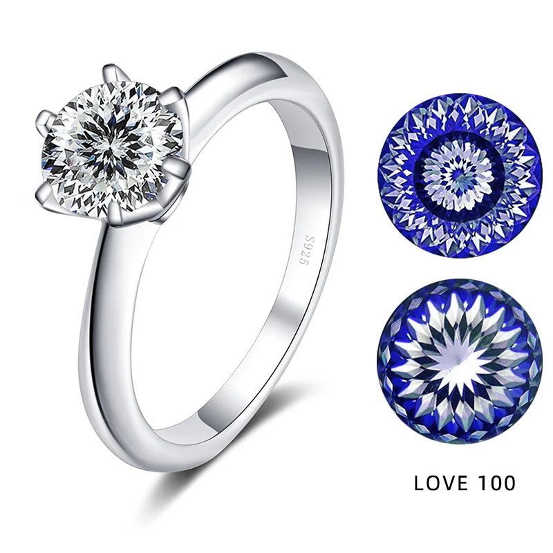 BIJOX STORY Multi Cutting Customized Moissanite Ring for Women S925 Sterling Silver Sakura Love 100 Plum Blossom Cuttings Rings