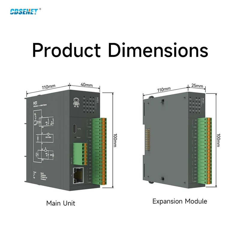 EtherCAT Remote IO Module RJ45 Digital Analog Input Output DI DO AI AO CDSENET M31-CAT RS485 High Protection High Speed DC9～36V
