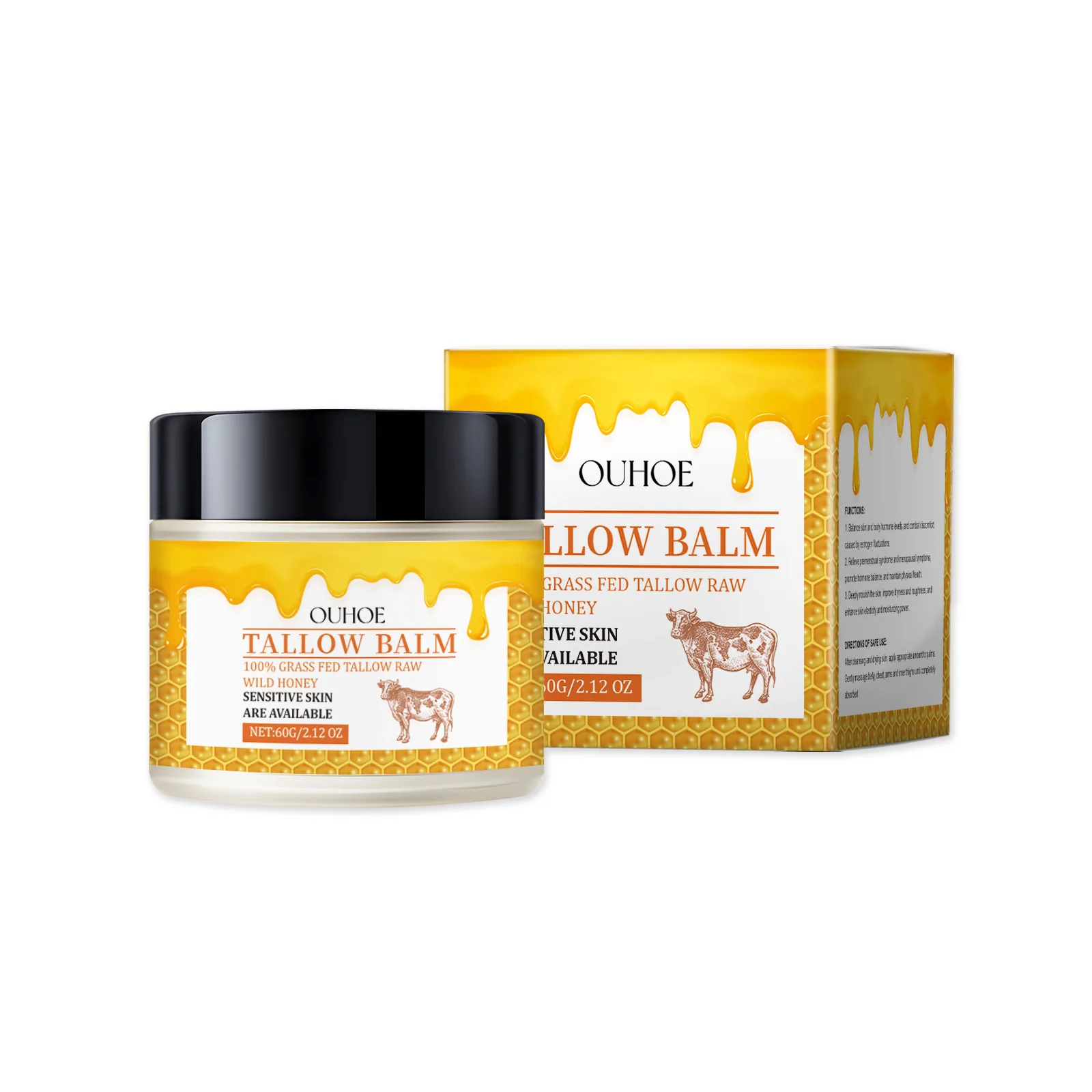 Beef Tallow Face Cream Fade Fine Lines Smooth Firm Lifting Moisturizing Brightening Hydrating Butter Natural Skin Care Products