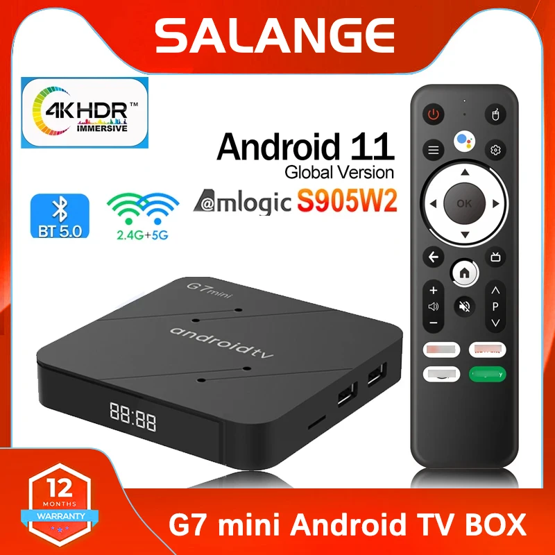 G7 Mini TV Box Android 11.0 Amlogic S905W2 4K HDR Media Player 2.4G/5GHZ WiFi Audio Video Player 2GB+16GB Set Top Box