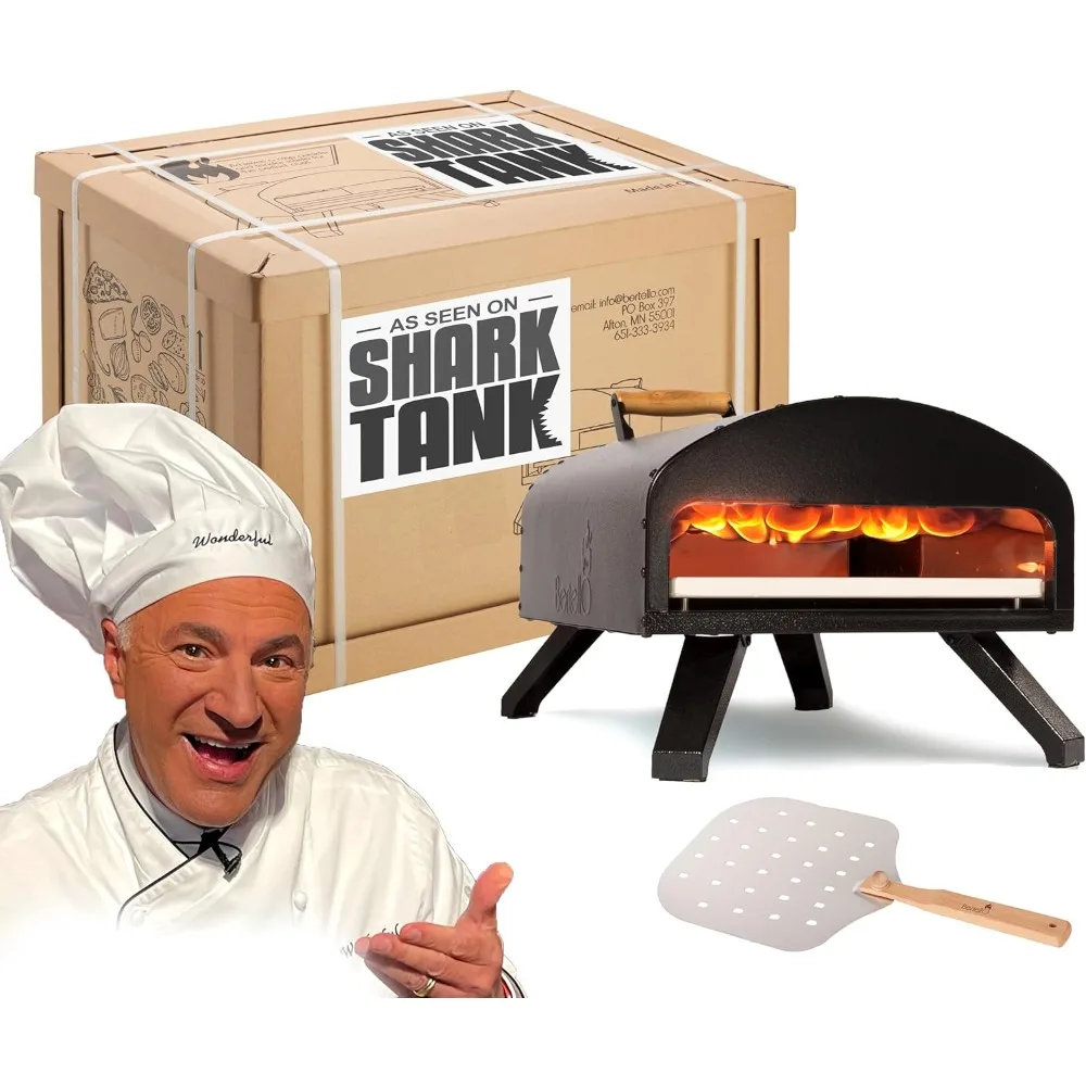 Outdoor Pizza Oven Black + Pizza Peel Combo. Wood Fire Portable Brick Oven - Portable Pizza Maker. As Seen on SHARK TAN