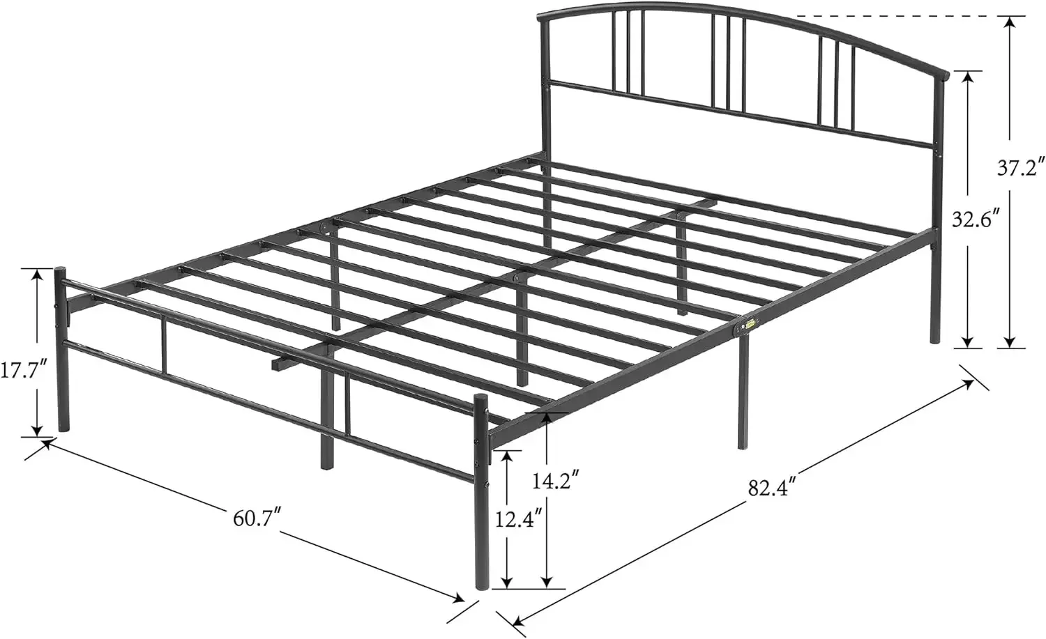 14 inch Queen Bed Frame Metal Platform Mattress Foundation with headboard Footboard Steel Slat Support/No Box Spring Needed