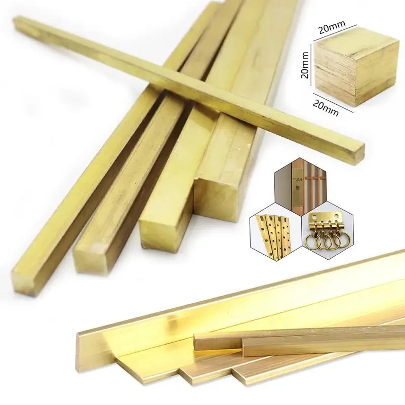 Latão Flat Bar Plate Strip Barras Quadradas Bloco de Latão Comprimento 200250 mm Espessura mm mm mm mm 10 mm 1pc