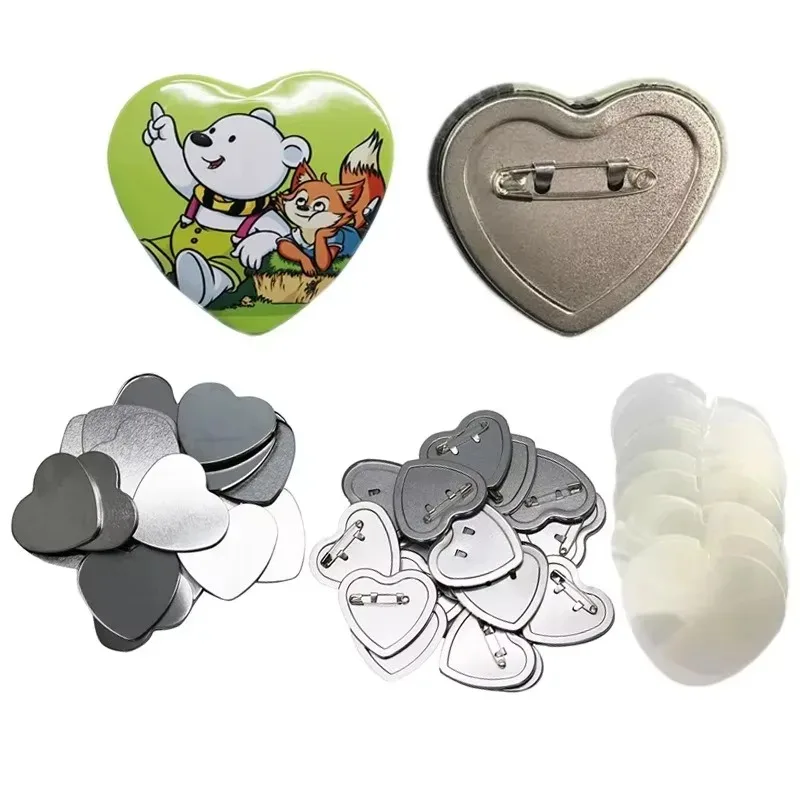 

57x53mm Love Shape Badge Peach Heart Refrigerator Magnet 100SET Tinplate Advertising Gift Making Blank Consumables