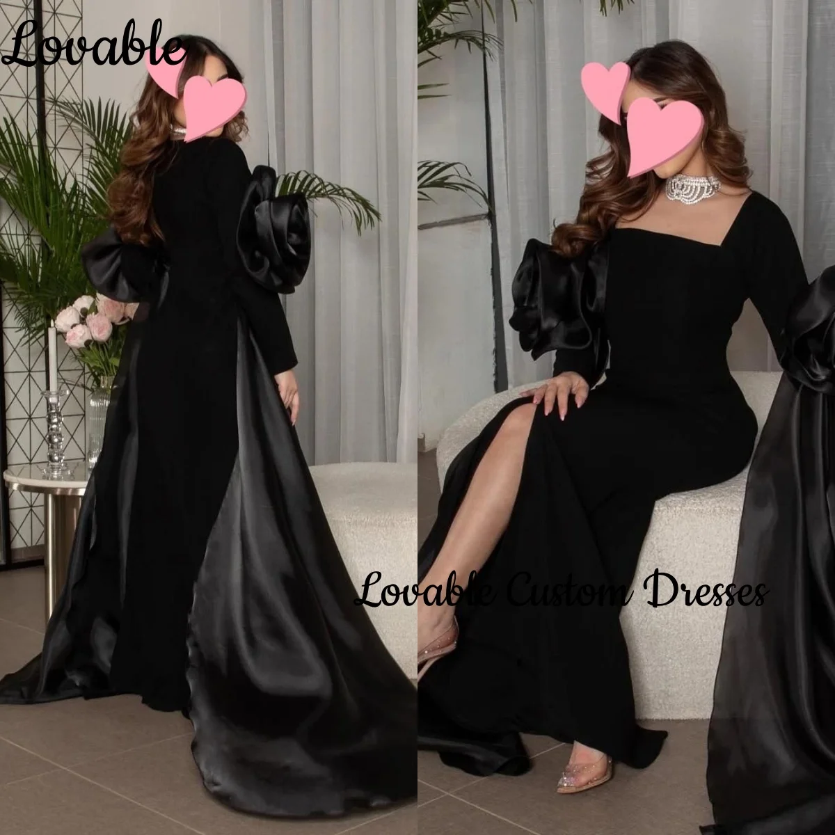 

Customized فساتين للمناسبات الخاصة A-Line Split Luxury Evening Dresses Square Neckline Floor-Length Cocktail Dresses Ruffle Zipp