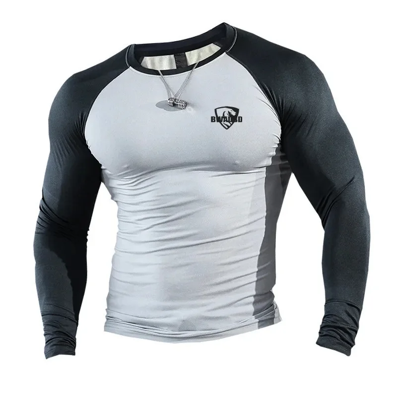 New Men Running Tight Sports T-shirt compression Quick dry long sleeved T-shirt Male brand Gym shirt Fitness Tees Training Tops