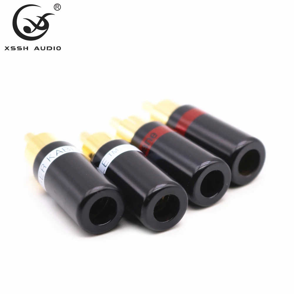 RCA XSSH-하이엔드 3mm 4mm 5mm AV 오디오 케이블, 용접 금도금 황동 오디오 RCA 플러그 커넥터 잭 터미널, 4 개/8 개/16 개